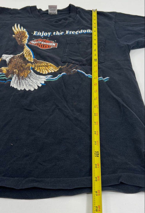 Vintage 1990 Harley-Davidson Eagle Freedom T-Shirt Single Stitch USA Sz L