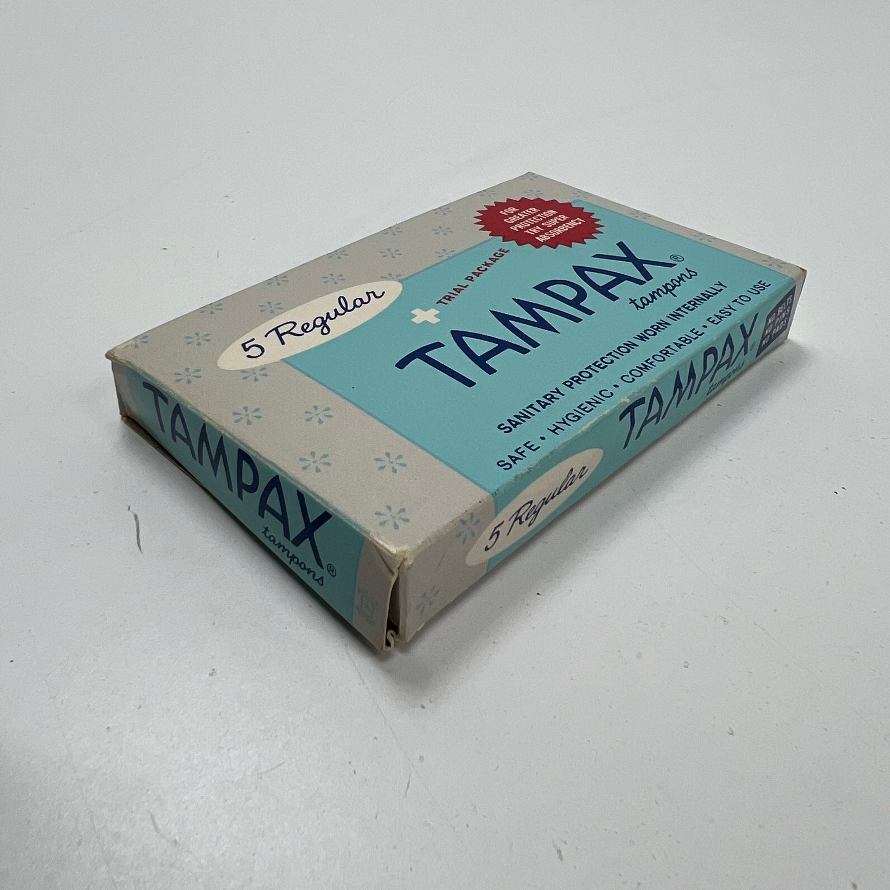 Vintage 1960s Tampax Tampons Trial Package Unused Full Box 5 Regular USA Made