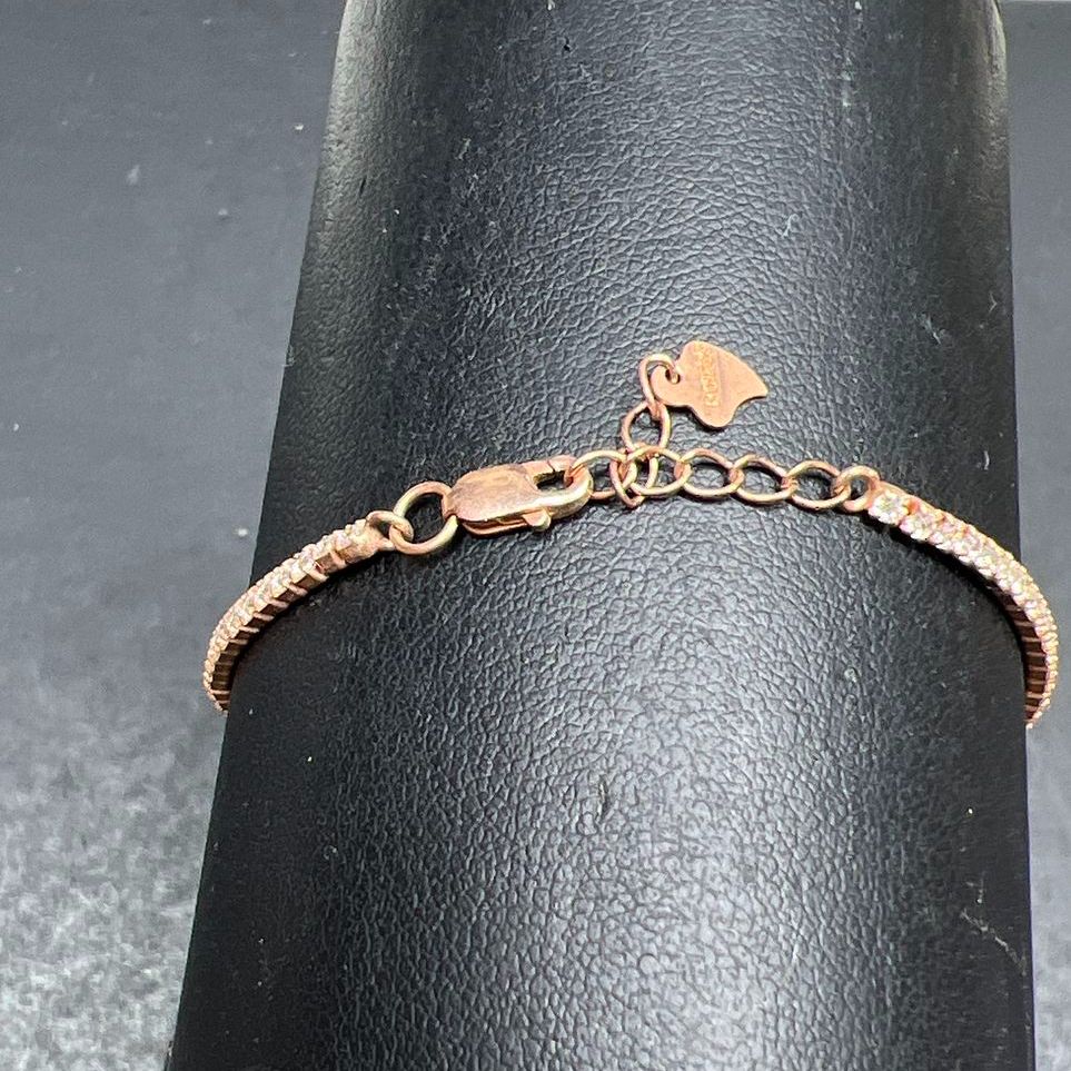 Rose Gold Tone Sterling Silver Tennis Bracelet