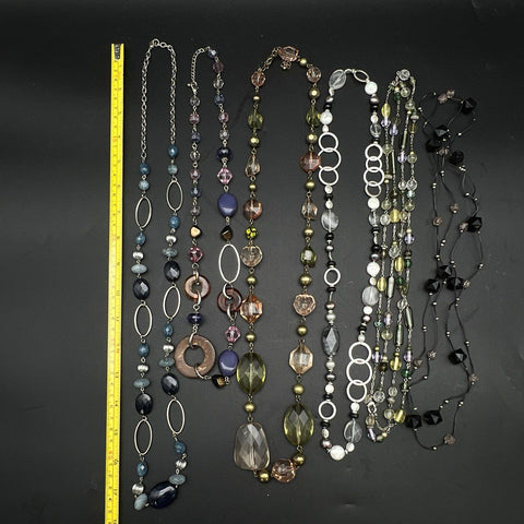 Modern Boho Costume Jewelry Lot 1.5 Lbs 5 Beaded Statement Station Necklaces