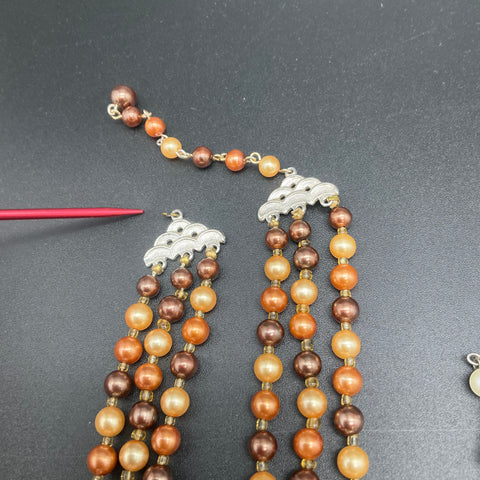 Vintage Costume Jewelry Lot 7 Necklaces Faux Pearl AB Crystal Rhinestone Deco