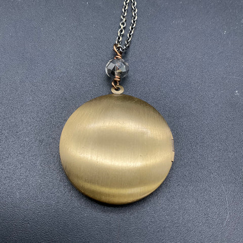 Edgy Petals Marilyn Monroe Locket Necklace Gold Tone Faceted Bead Accent