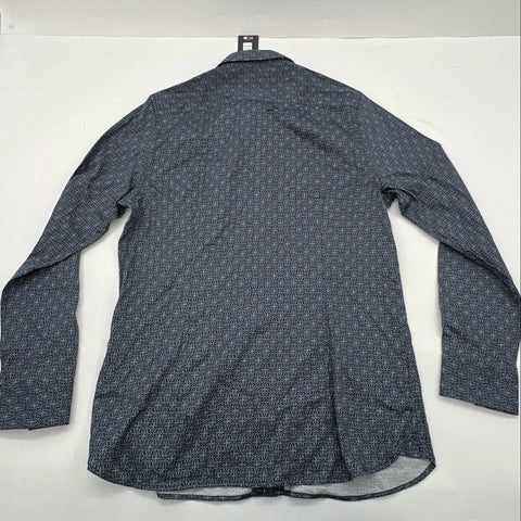 Ted Baker Men's Navy LS Star Geo Print Slim Fit Long Sleeve Shirt Sz 3 NWT