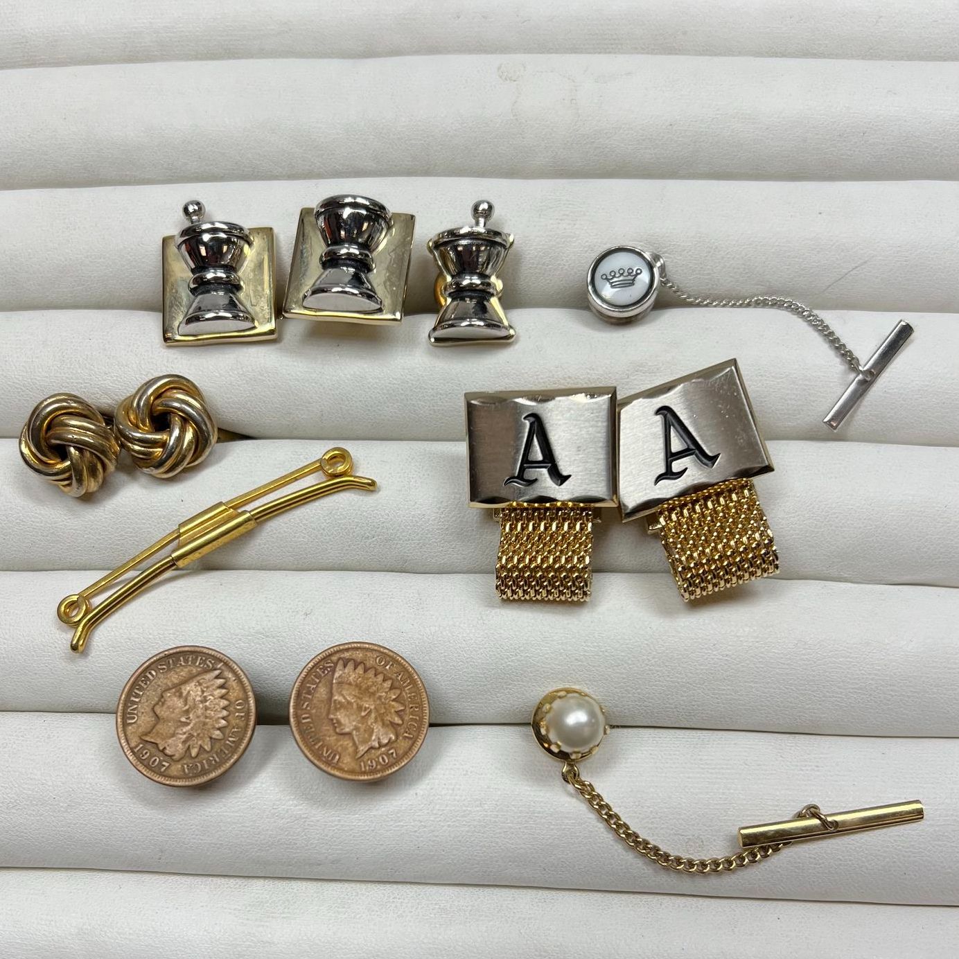 Men's Accessories Cufflinks Clips Gold Tone 'A' Initials