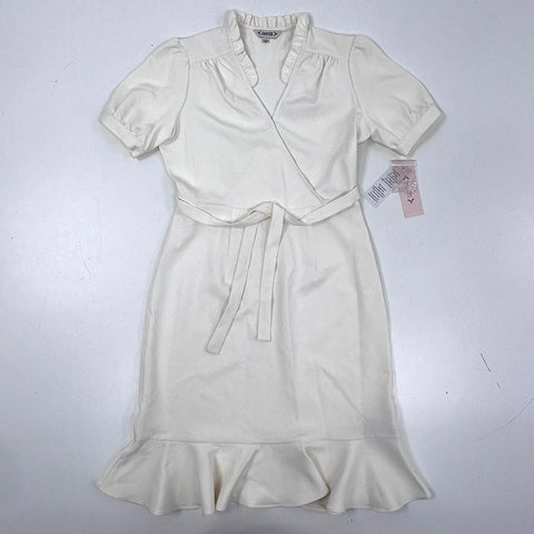 Nanette Lepore Women's Cannoli Cream Ruffle Faux Wrap Dress Ruffle Hem NWT Sz 4