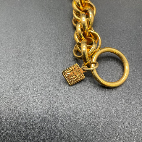 Vintage Anne Klein Gold Tone Multi-Link Chain Necklace Toggle Clasp Lion Tag 18"