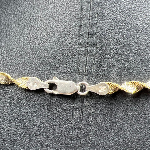 Sterling Silver Two tone Twist Chain Necklace 10.87g