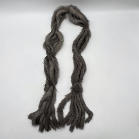 Unbranded Women's Real Mink Fur Scarf Gray Taupe Braided Multi-Strand Vintage