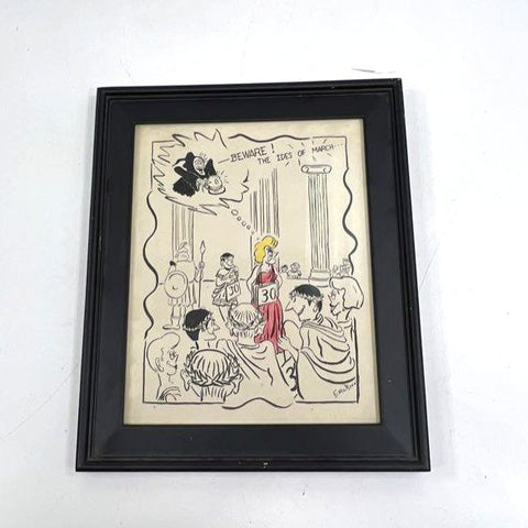 Erikson Original Cartoon Art Ink Drawing Julius Caesar Signed Vintage Humor