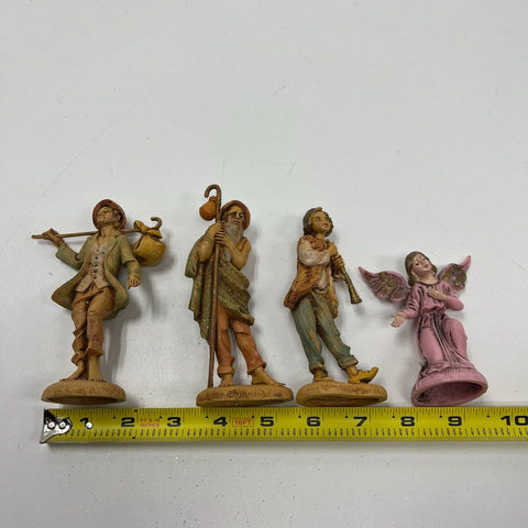 Vintage Depose Italy Nativity Figures Lot of 4 Angel Piper Shepherds Resin