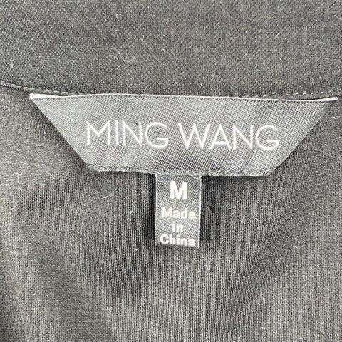 Ming Wang Women's Black Military Band Jacket Faux Leather Trim Topper Size M