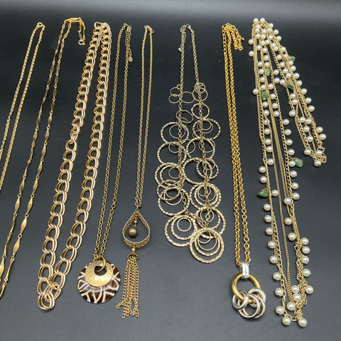 Coach & Baer SF Fashion Jewelry Necklaces Lot 8 Gold Silver Tone Tassel Pendants