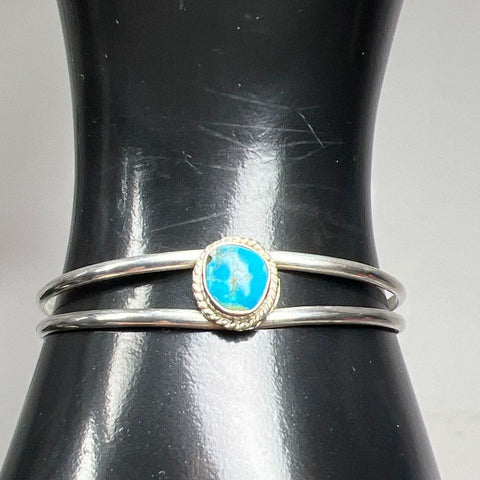 Sterling Silver Turquoise Cuff Native American Style Bracelet 8.88g