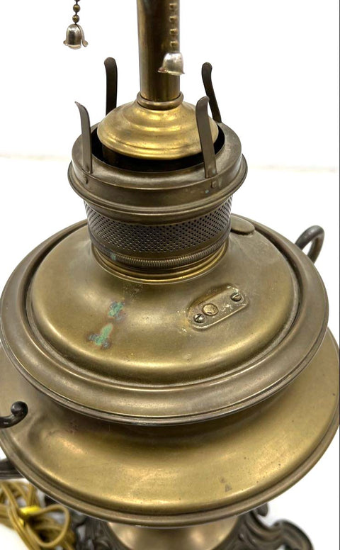 Vintage Hollywood Regency Rococo Revival Brass Urn Table Lamp 3-Light