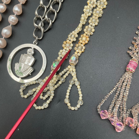 Vintage Faux Pearl & Beaded Costume Jewelry Lot of 11 Necklaces Pendants