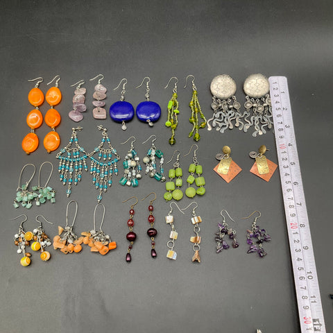 Boho Artisan Handcrafted Dangle Drop Earrings Costume Jewelry Lot of 15 Pairs