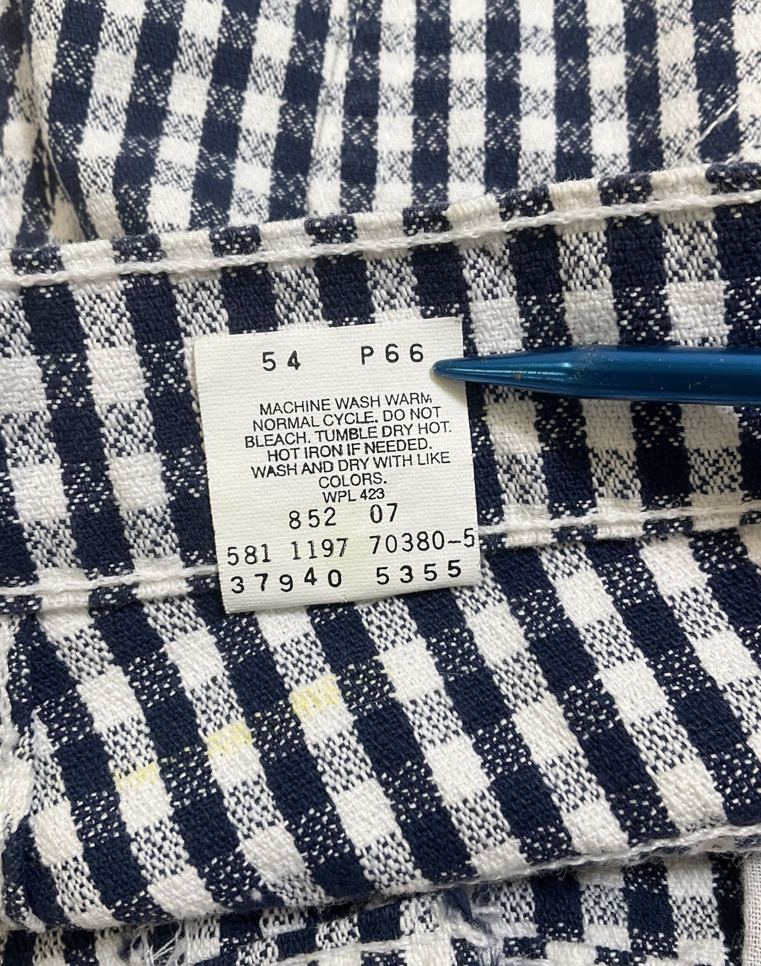 Vintage 90s Levi's 912 Navy White Gingham Check High Rise Shorts Women's 11 Jr