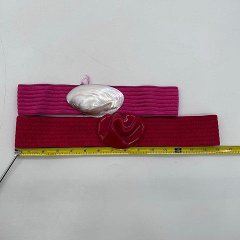 Vintage 80s Charmant Belts Beverly Hills Shell & Resin Elastic Belt Lot Sz M L