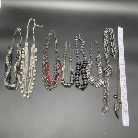 Statement Fashion Necklace Lot of 8 Rhinestone Faux Pearl Tassel Horn Pendant