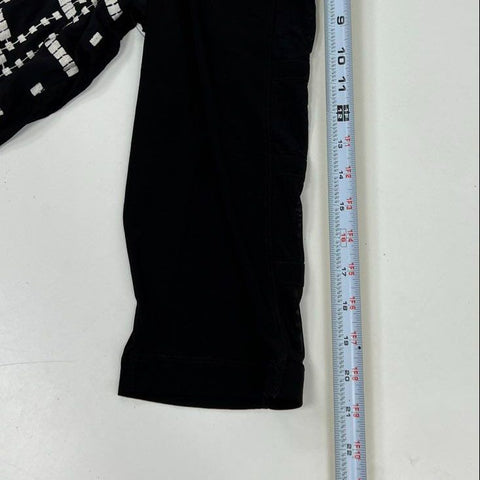 John Mark Women's Top Black Geo Embroidered V-Neck Mesh High Low Sz 3XL NWT