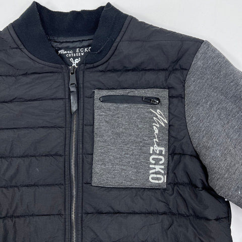 Marc Ecko Cut & Sew Men's Hybrid Quilted Puffer Jacket Black Gray Sz M