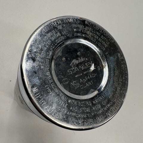 Vintage 80s Aladdin Stanley Green Hammertone Vacuum Bottle Thermos 1 Quart USA