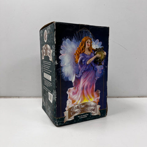 Christmas International 14" Fiber Optic Angel Handpainted Resin Harp Working