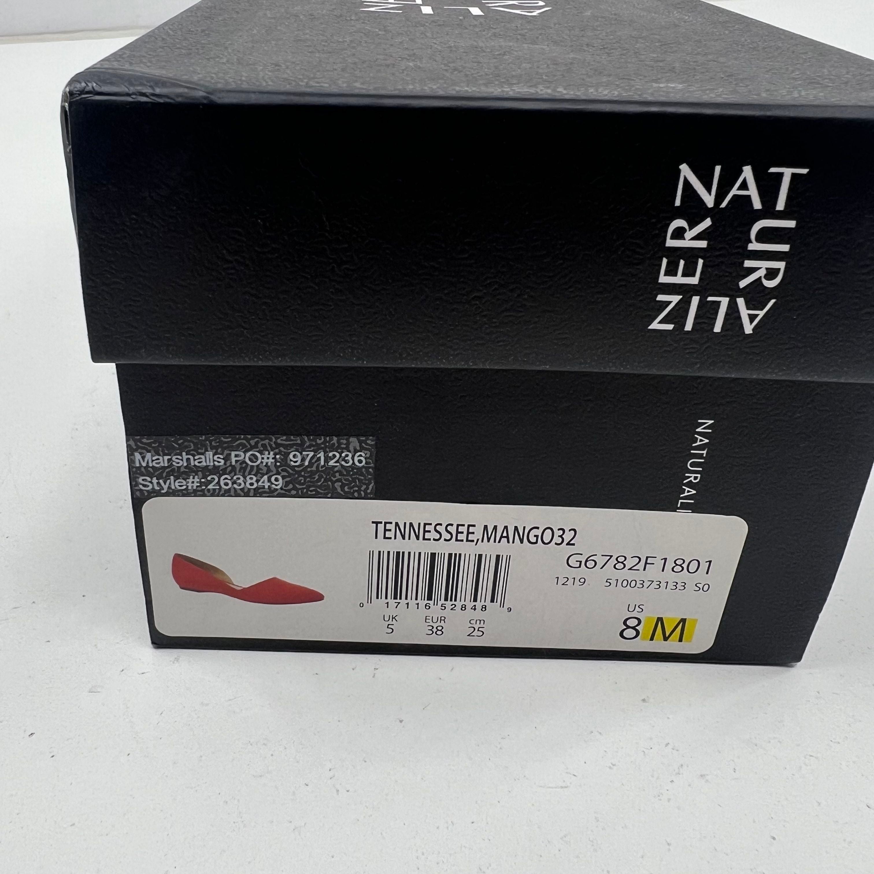 Naturalizer Tennessee Mango Orange Suede D'Orsay Pointed Toe Flats NIB Size 8M
