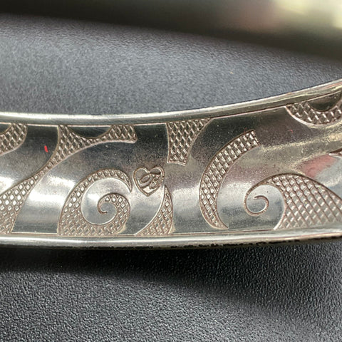 Brighton Silver Tone Scroll Bangle & Heart Charm Toggle Bracelet Lot 2pc