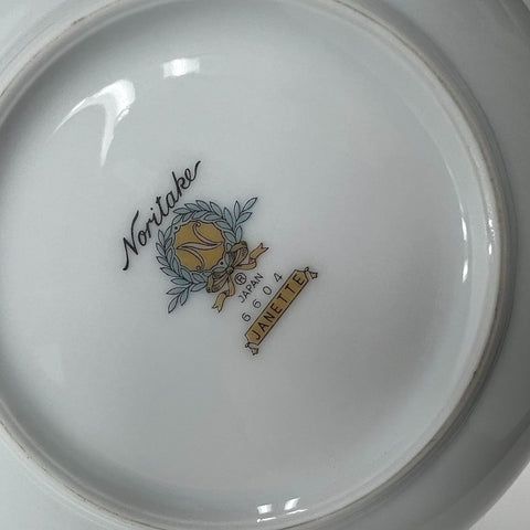 Noritake Janette 6604 10 Piece Fruit Dessert Bowl Set Platinum Trim Vintage