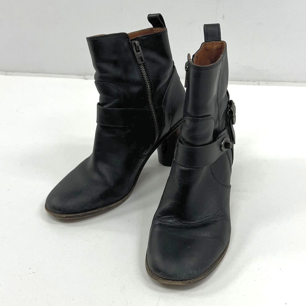 Coach Black Leather Side Zip Casual Block Heel Boots Women's Size 10