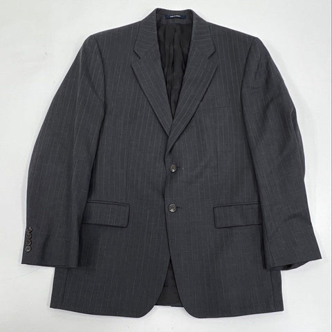 Vintage Y2K Lauren Ralph Lauren Men's Wool Suit Jacket Charcoal Pinstripe 44R