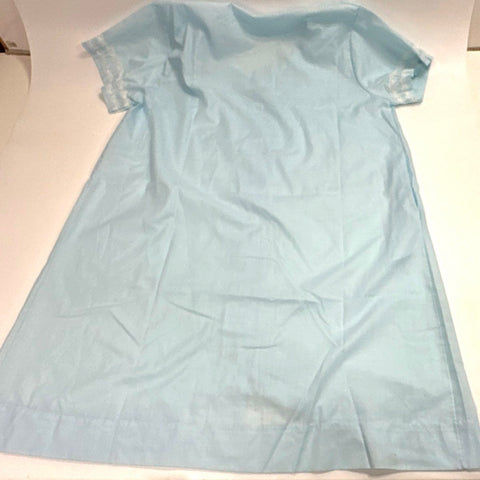 Vintage 1960s Katz Coat Blue Lace Embroidered Button Front Nightgown Sz L XL
