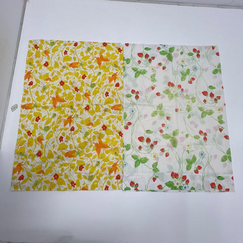 Vintage 70s 80s Lot of 8 Pillowcases Floral Strawberry Cottagecore Craft Fabric