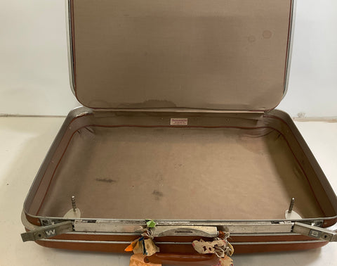 Vintage 60s Samsonite Brown Silhouette Hardcase Suitcase Luggage Set Lot of 2