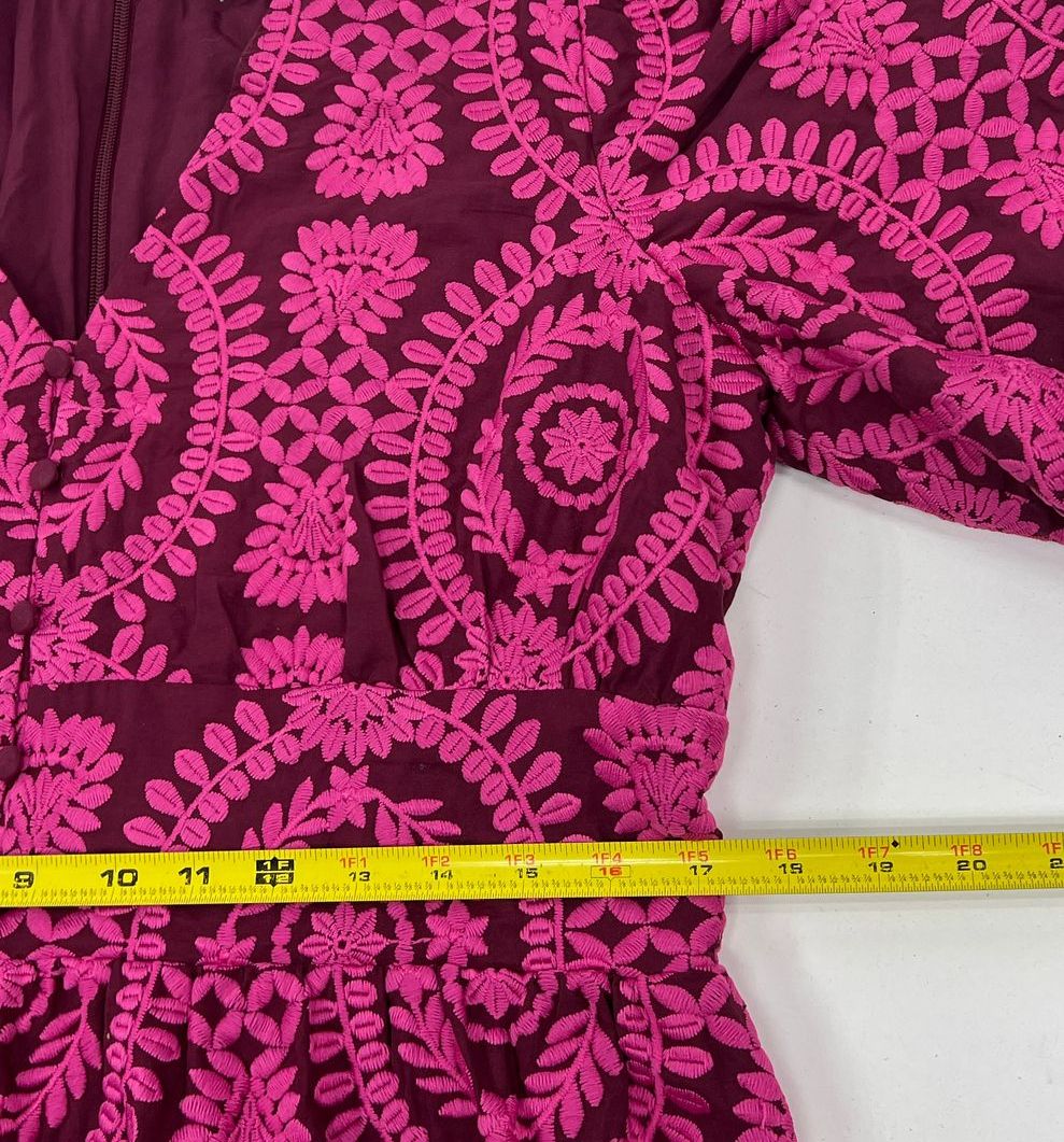 Women's Adelyn Rae Magenta Embroidered Ruffle Cotton Maxi Dress - Size XL