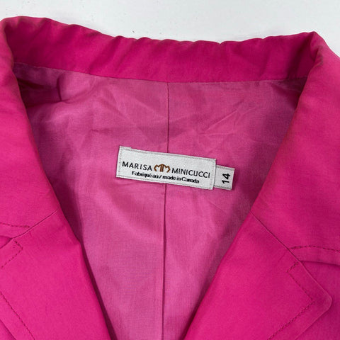 Vintage 90s Marisa Minicucci Women's Pink Silk Blend Button Front Jacket Sz 14