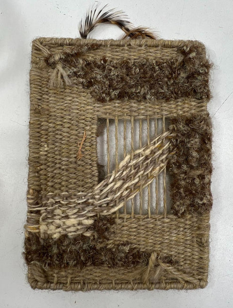 Vintage 1970s Macrame Owl & Woven Fiber Art Wall Hanging Lot Jute Feathers
