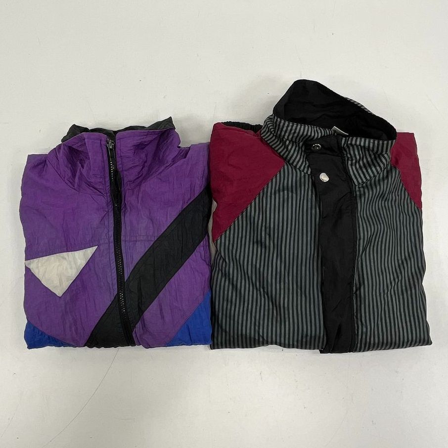 Lot of 2 Vintage 90s Colorblock Windbreaker Jackets GFC Men's Size XL