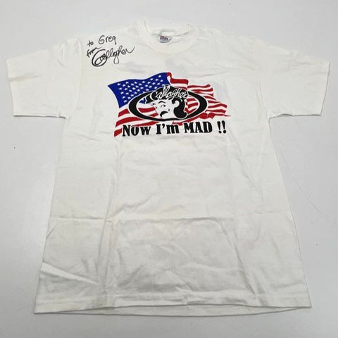 Vintage 90s Gallagher Signed Autographed Now I'm Mad T-Shirt Hanes USA Sz L