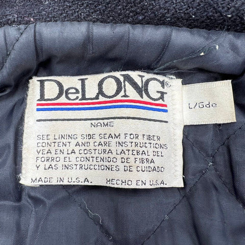 DeLong Vintage Y2K Womens Wool Varsity Letterman Jacket Westside 04 Black L