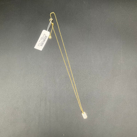 Gorjana Gold Tone Pave Rhinestone Mini Dog Tag Necklace New With Tags 18"