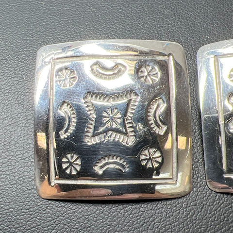 Mexico 925 Stamped Square Clip On Earrings 13.85g