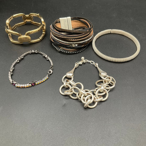 Vintage to Modern Costume Jewelry Lot 1.3 Lbs 17+ Bracelets Cuff Stretch Chain