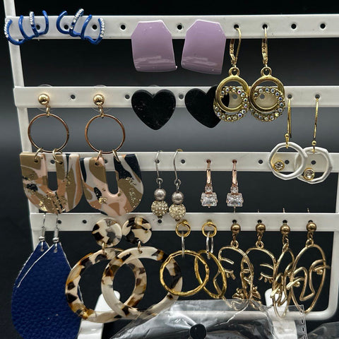 Fashion Earrings Jewelry Lot Mixed Styles Hoops Dangles Studs Acrylic 25+ Pairs