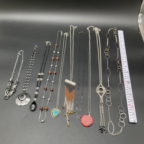 Fashion Costume Jewelry Lot of 10 Necklaces Statement Pendants Tassels Beads