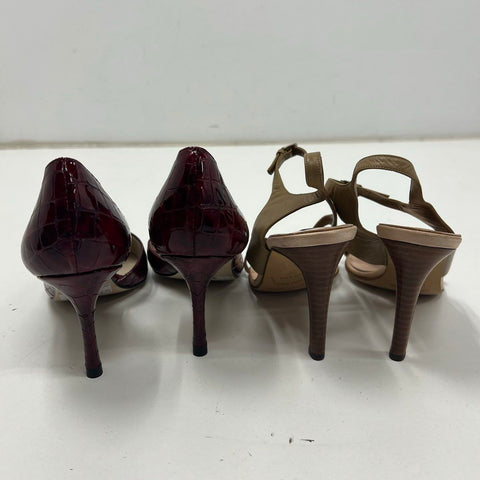 Lot 2 Karen Millen & Sergio Rossi Leather Heels Pumps Sandals Sz 37 & 36.5
