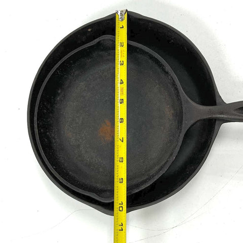 Lodge 10.25" & Unmarked 8" Cast Iron Skillet Pan Lot 2 Piece Set