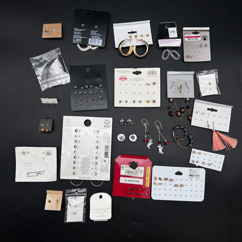 Mixed Costume Jewelry Earring Lot 50+ Pairs Claire's Time and Tru Studs Hoops