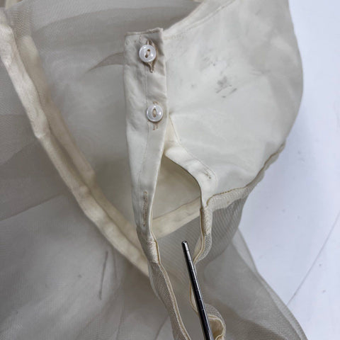 Vintage 1950s Tiered Crinoline Petticoat Slip Ivory Mesh Newform Sz 10